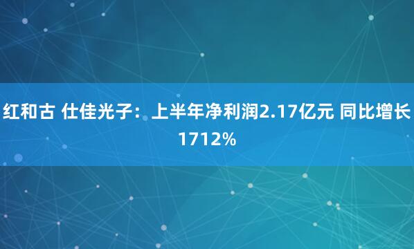 红和古 仕佳光子：上半年净利润2.17亿元 同比增长1712%